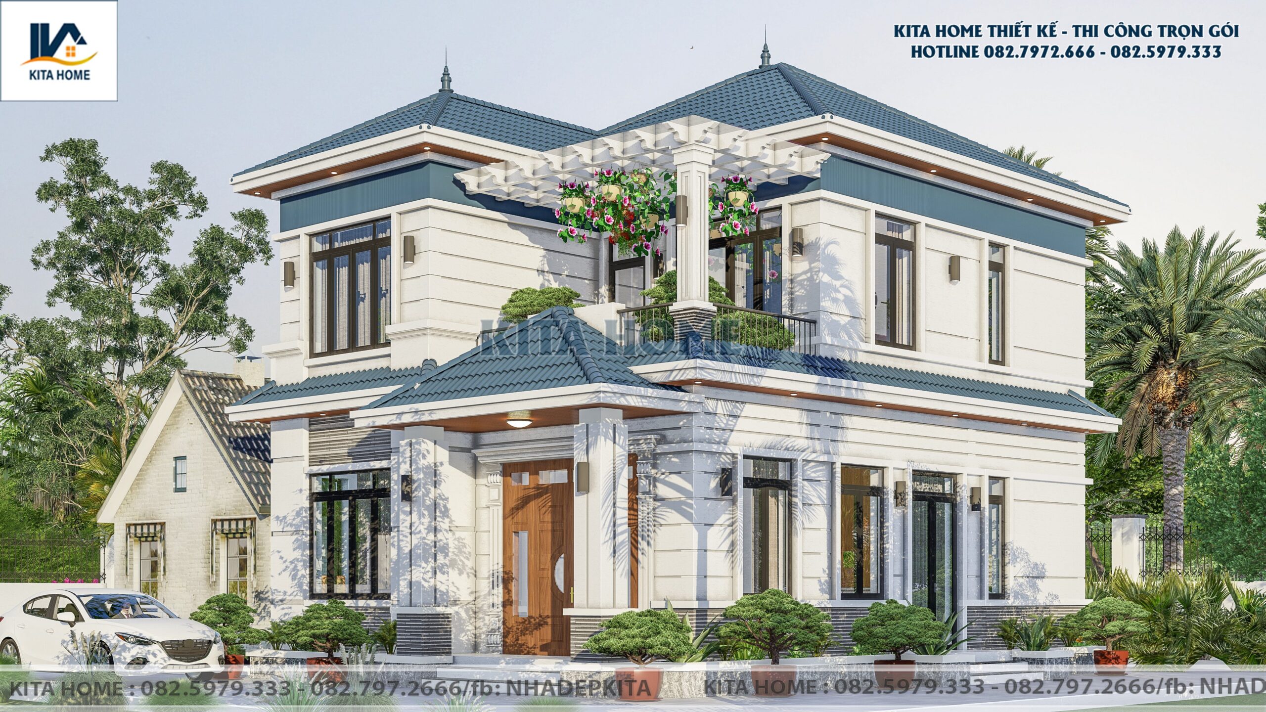 Biệt thự mái Nhật 2 tầng