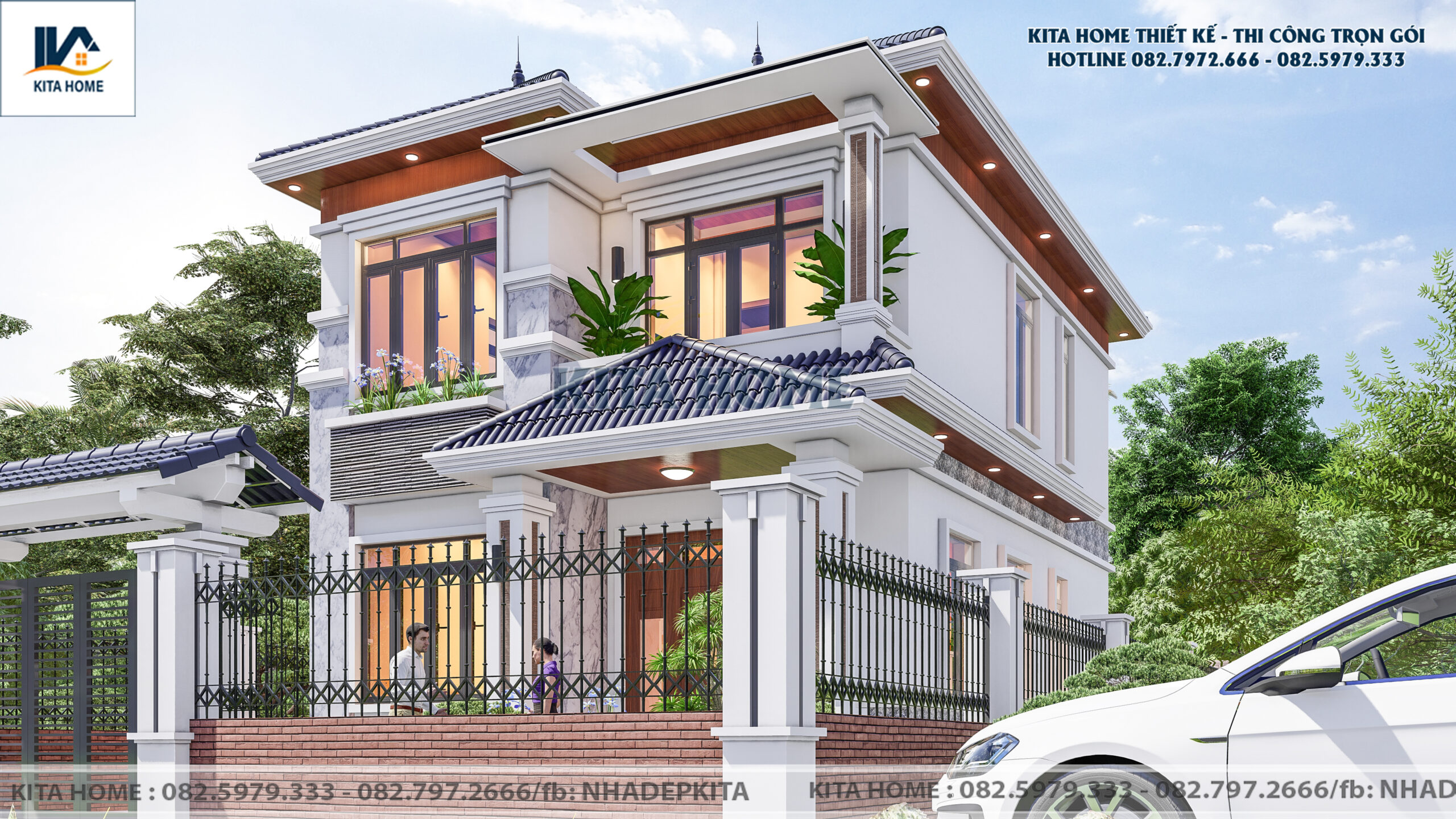 biệt thự 2 tầng mái Nhật