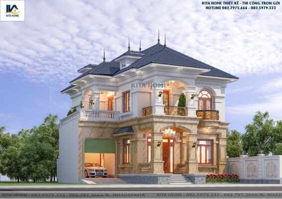 Biệt thự mái Nhật 2 tầng