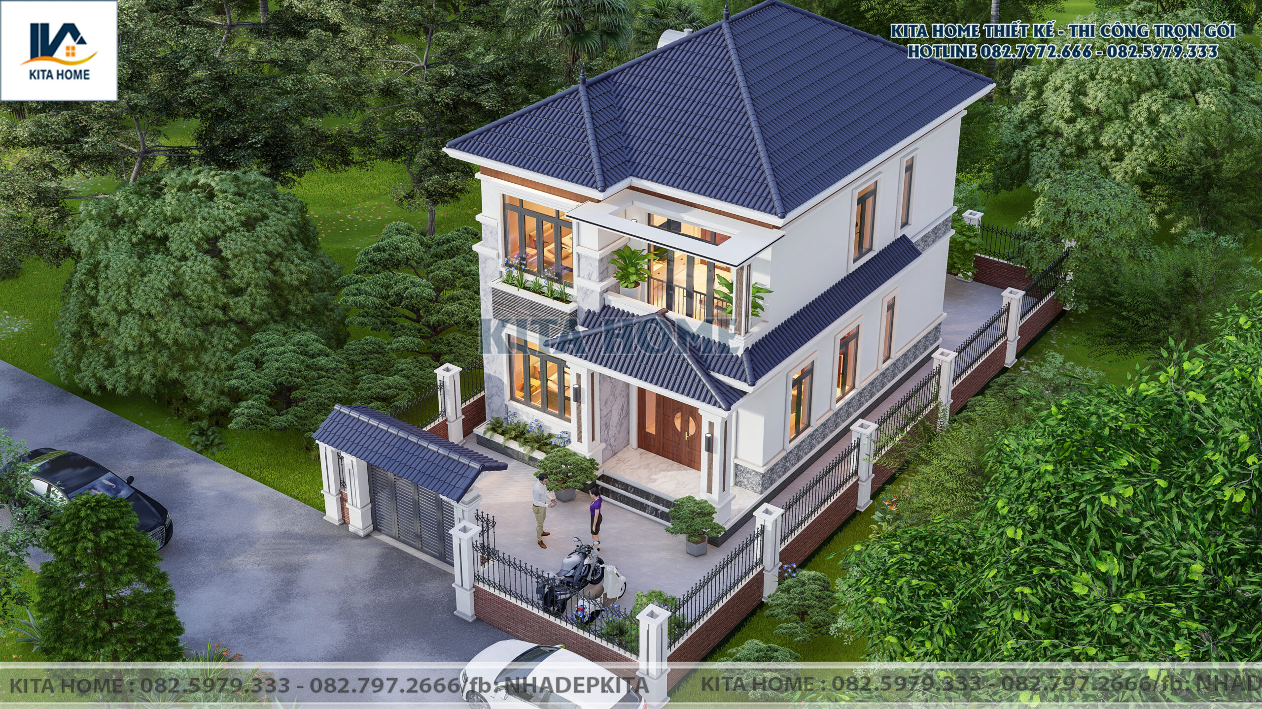 biệt thự 2 tầng mái Nhật