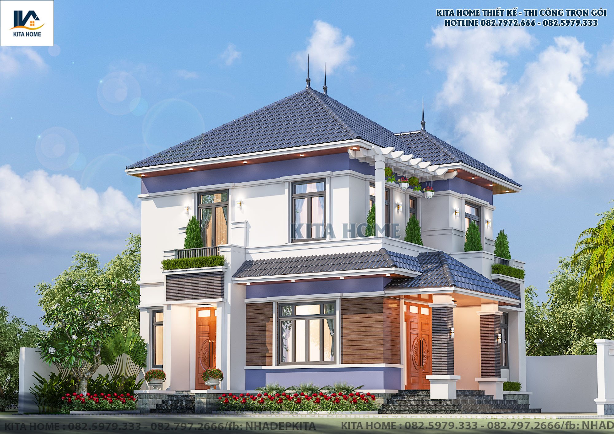 biệt thự 2 tầng mái Nhật