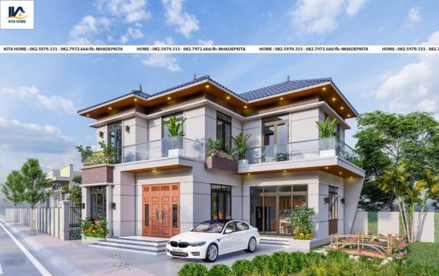 Biệt thự mái Nhật 2 tầng