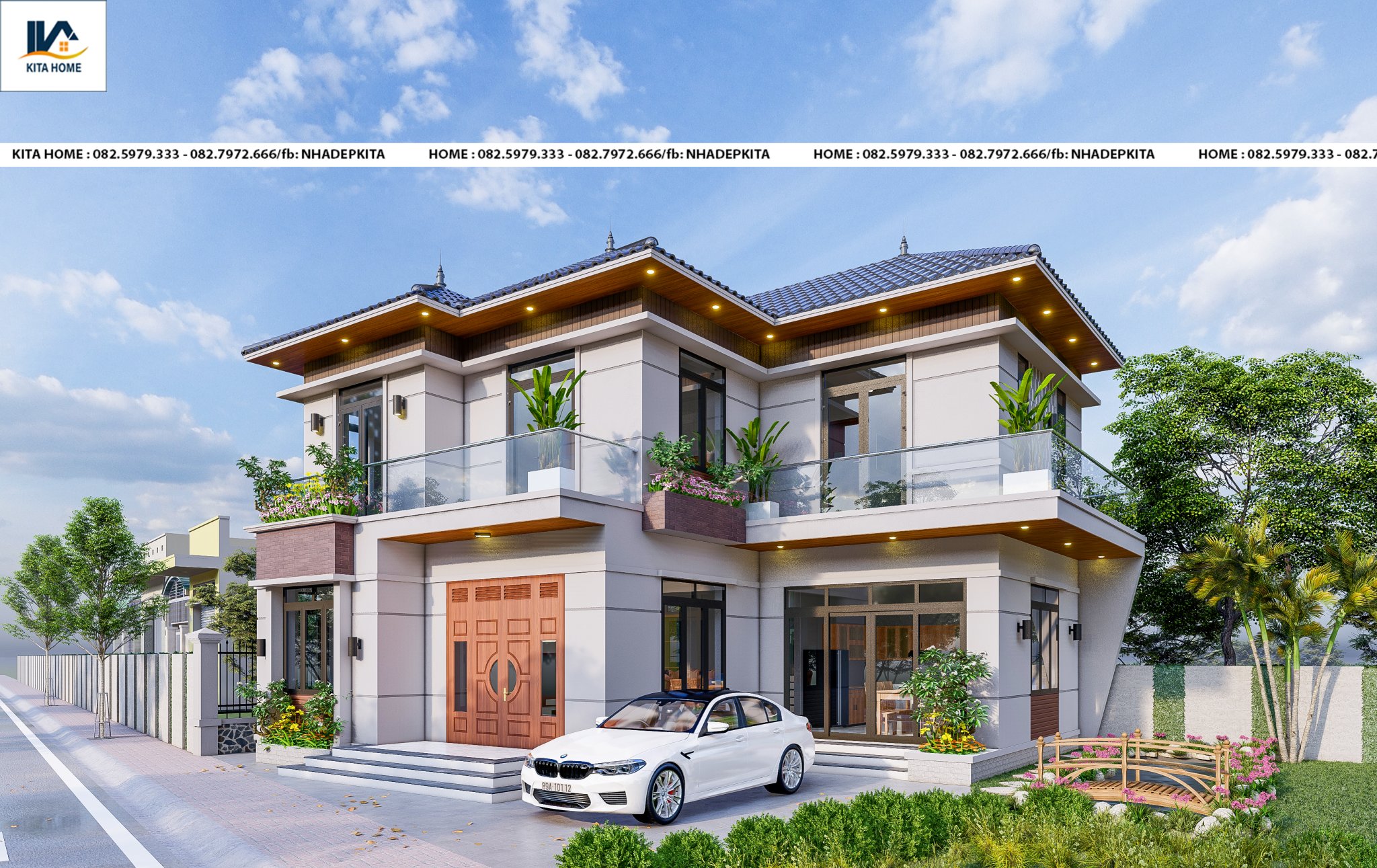 Biệt thự mái Nhật 2 tầng