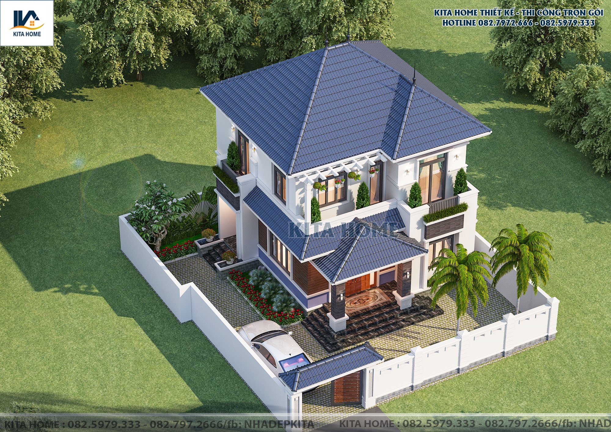 biệt thự 2 tầng mái Nhật