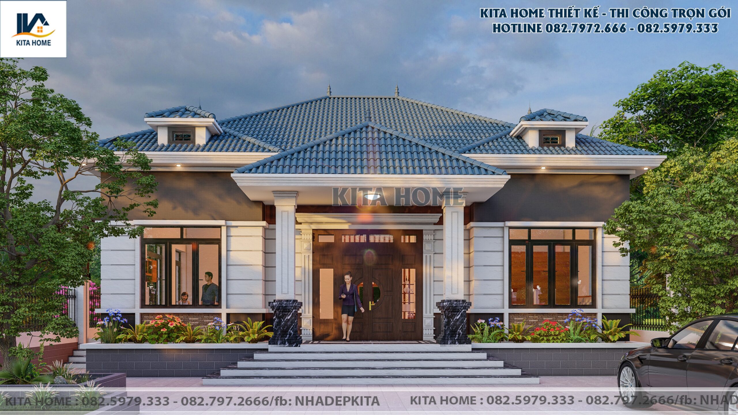 Biệt thự sân vườn 1 tầng