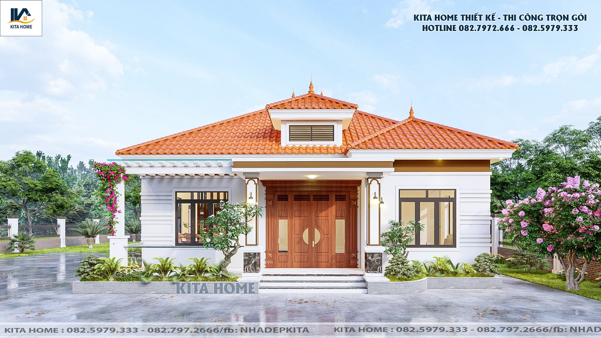 nhà vườn mái Nhật 1 tầng 