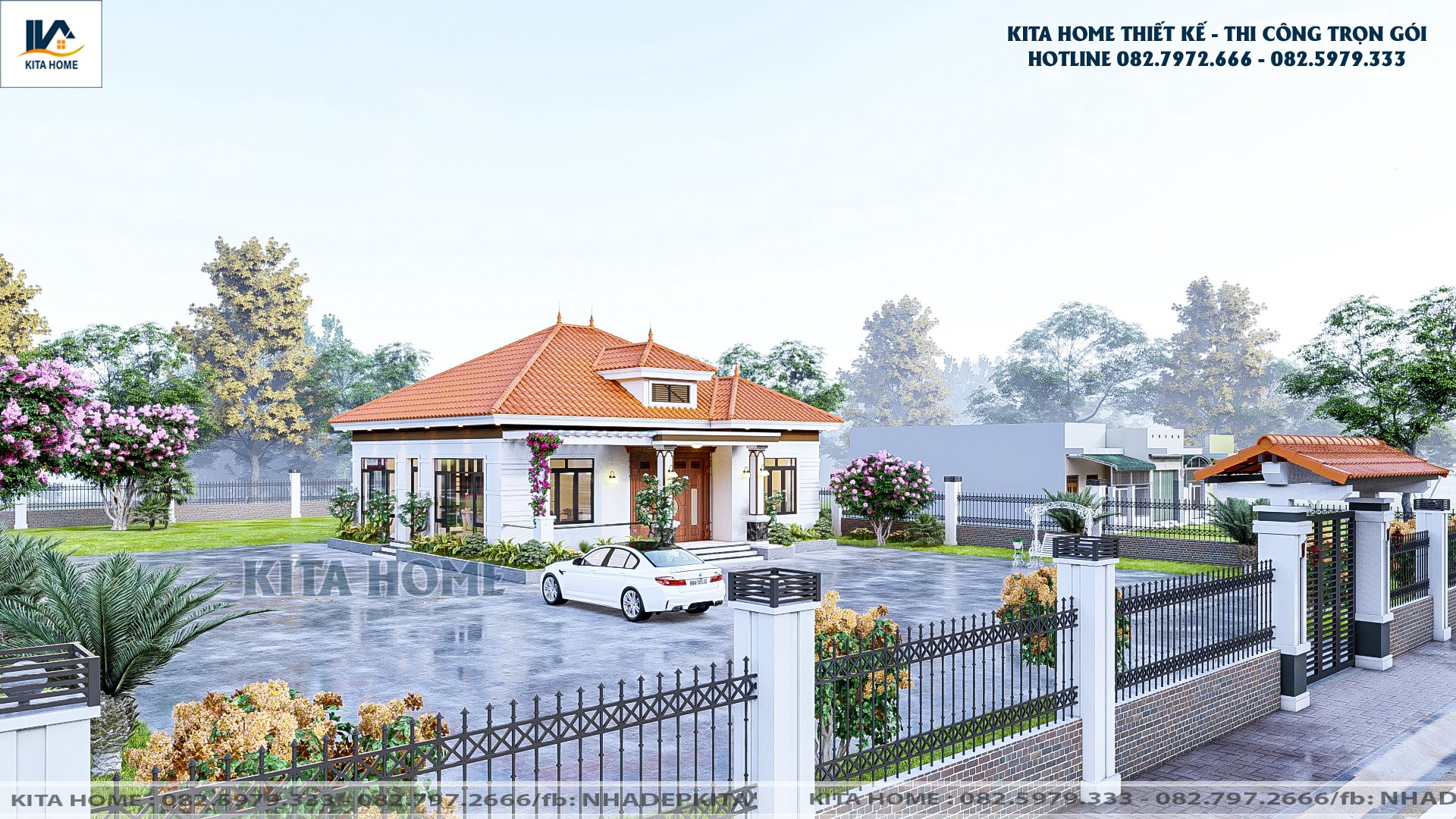 nhà vườn mái Nhật 1 tầng