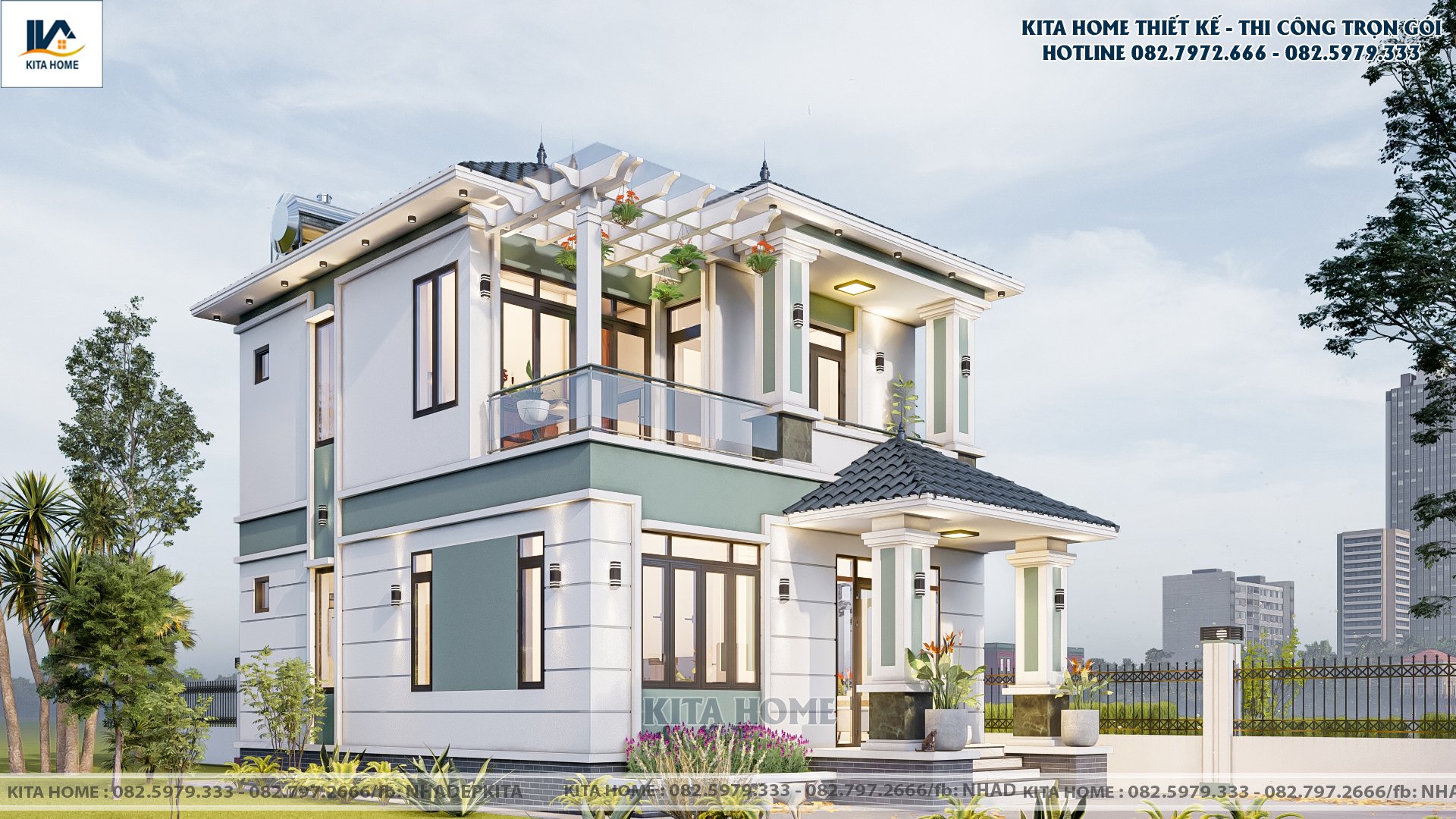 Biệt thự 2 tầng mái Nhật