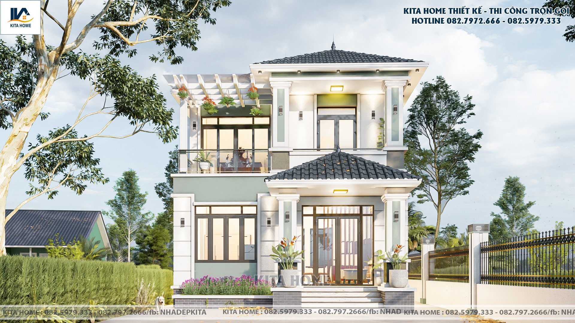 Biệt thự 2 tầng mái Nhật