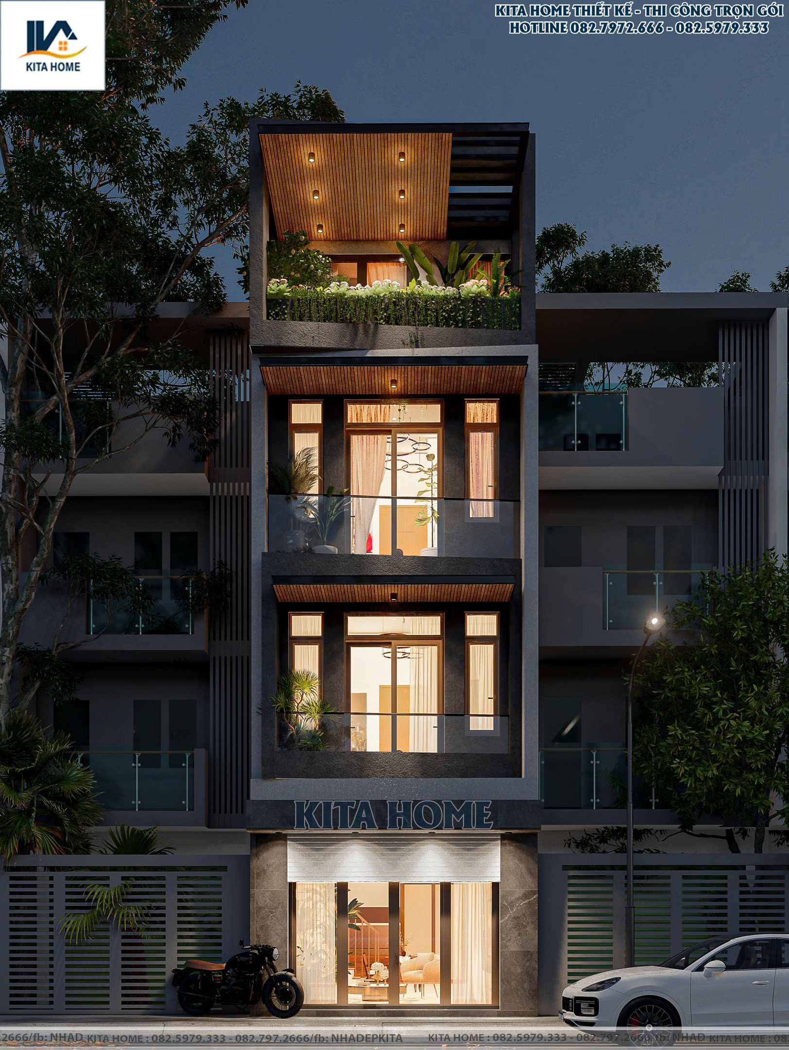 Nhà phố 4 tầng