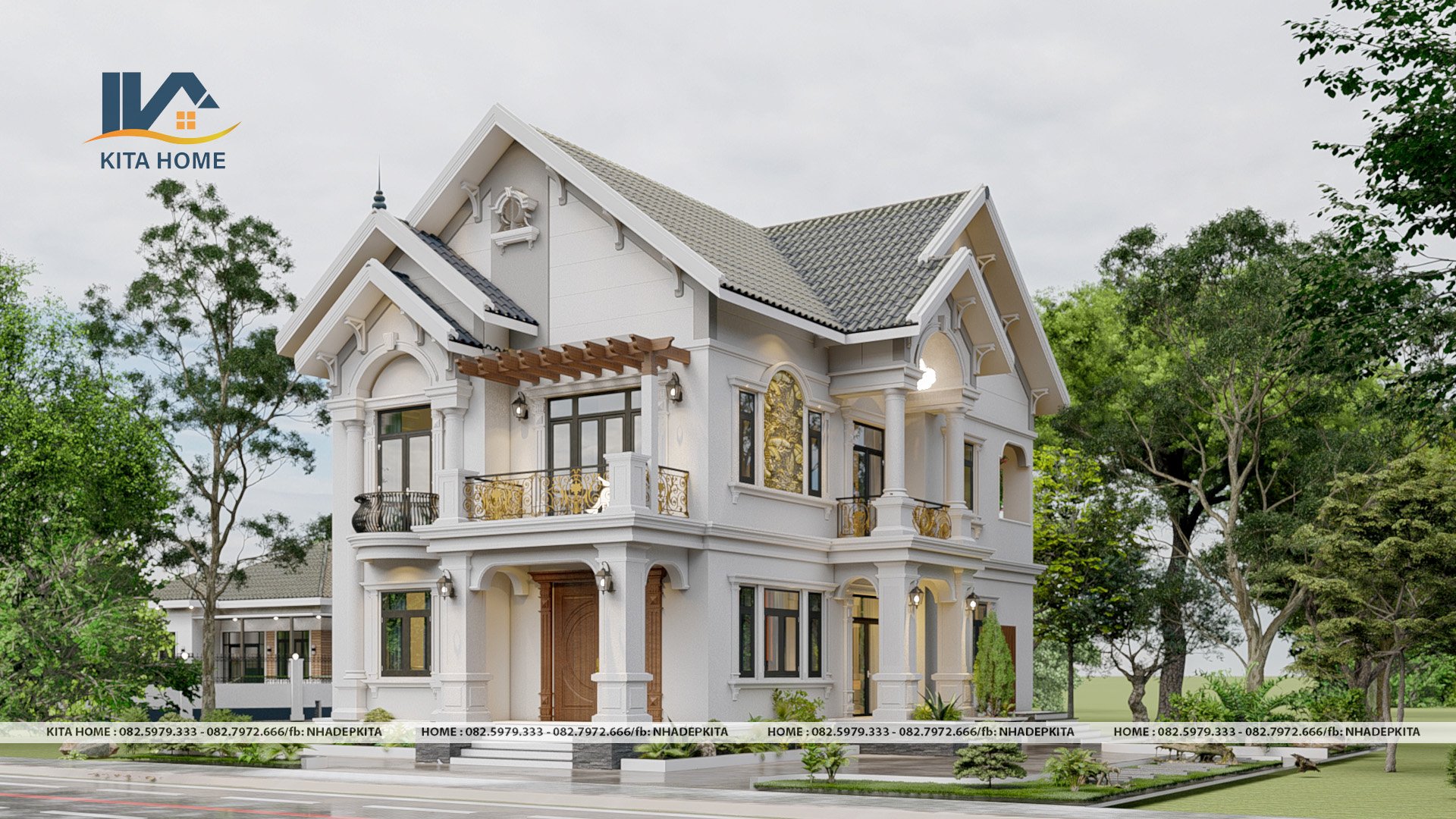 Biệt thự 2 tầng máI Thái