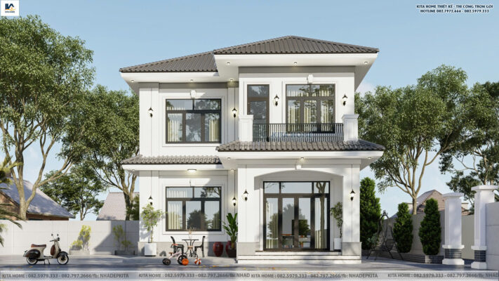 Nhà mái Nhật 2 tầng tại Thái Bình nhà chú Nghi