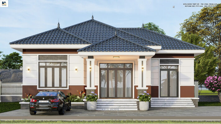 nhà vườn mái Nhật 1 tầng hiện đại