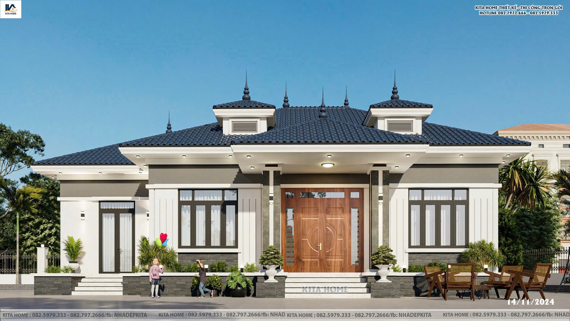 Nhà vườn mái nhật 1 tầng