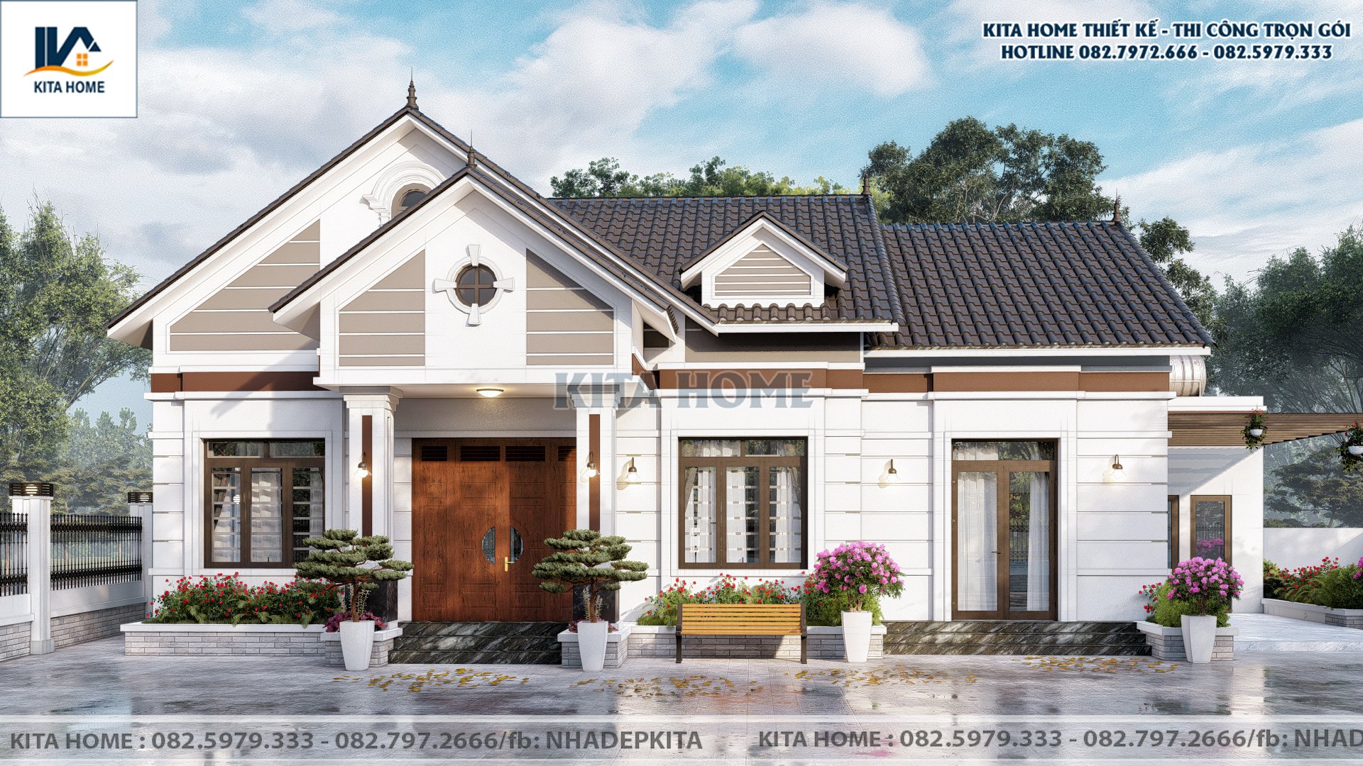 Nhà vườn mái Thái cấp 4 tại Quốc Oai gia đình Anh Tuấn