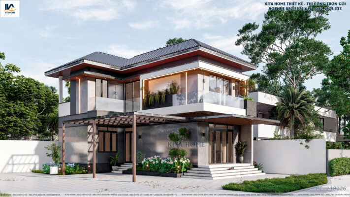 Biệt thự 2 tầng mái Nhật nhà Anh Hoàng tại Hải Dương