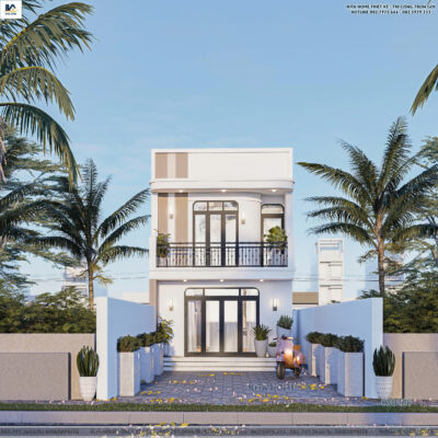 mẫu thiết kế ngoại thất nhà phố 2 tầng hiện đại của anh Trường tại Bình Phước