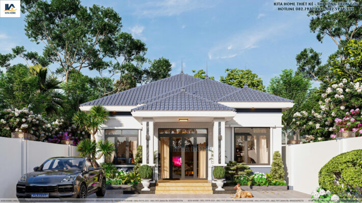 mẫu thiết kế ngoại thất nhà vườn mái Nhật cấp 4 đẳng cấp của anh Hậu tại Phú Thọ