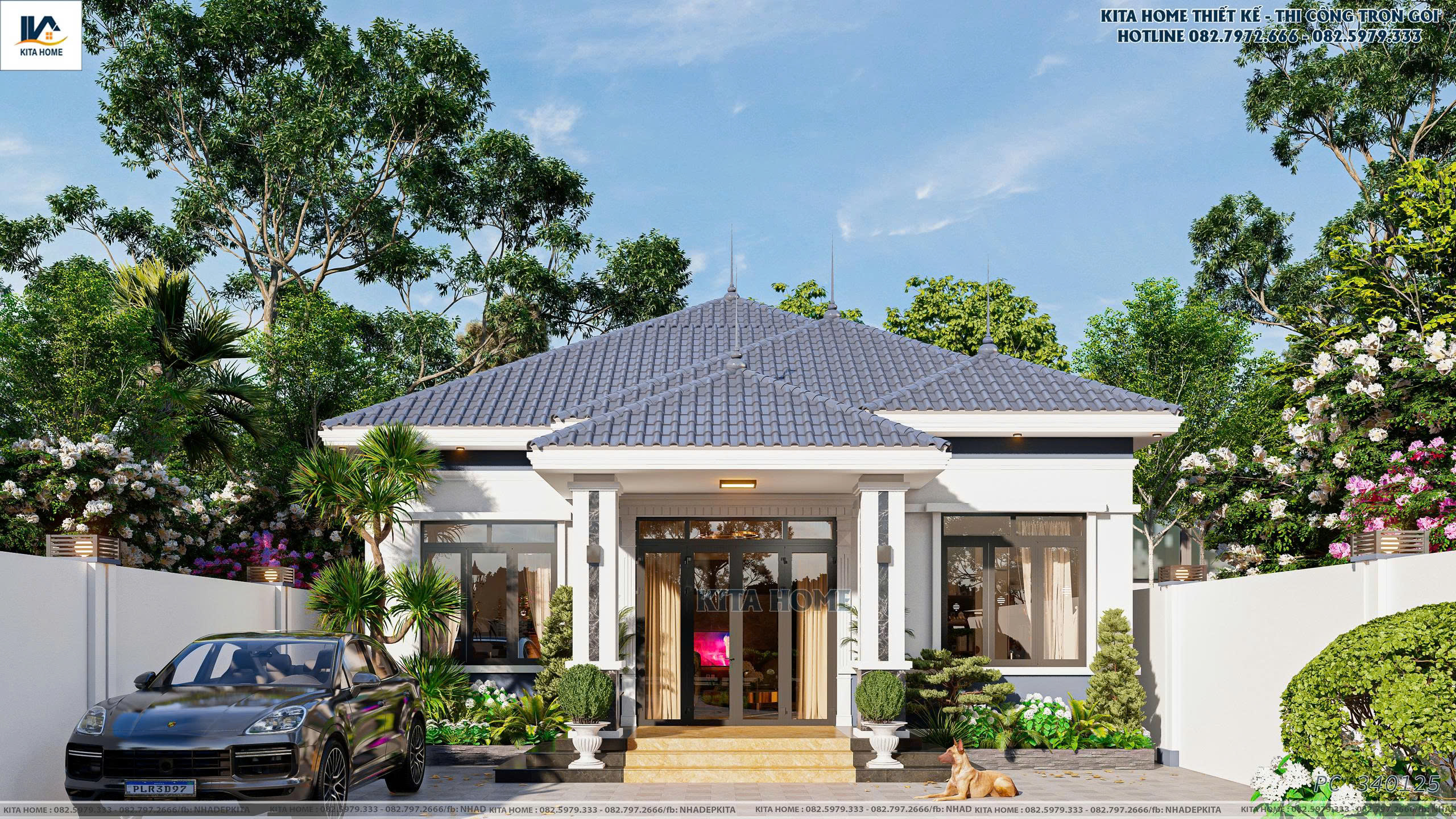 mẫu thiết kế ngoại thất nhà vườn mái Nhật cấp 4 đẳng cấp của anh Hậu tại Phú Thọ
